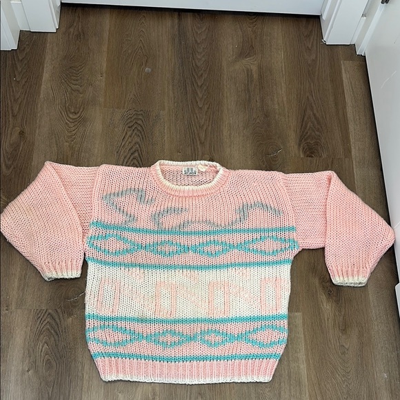 Vintage 90s Cottagecore JEFF LAURENT Pastel Knit Sweater Made in Korea Size S - Picture 8 of 14